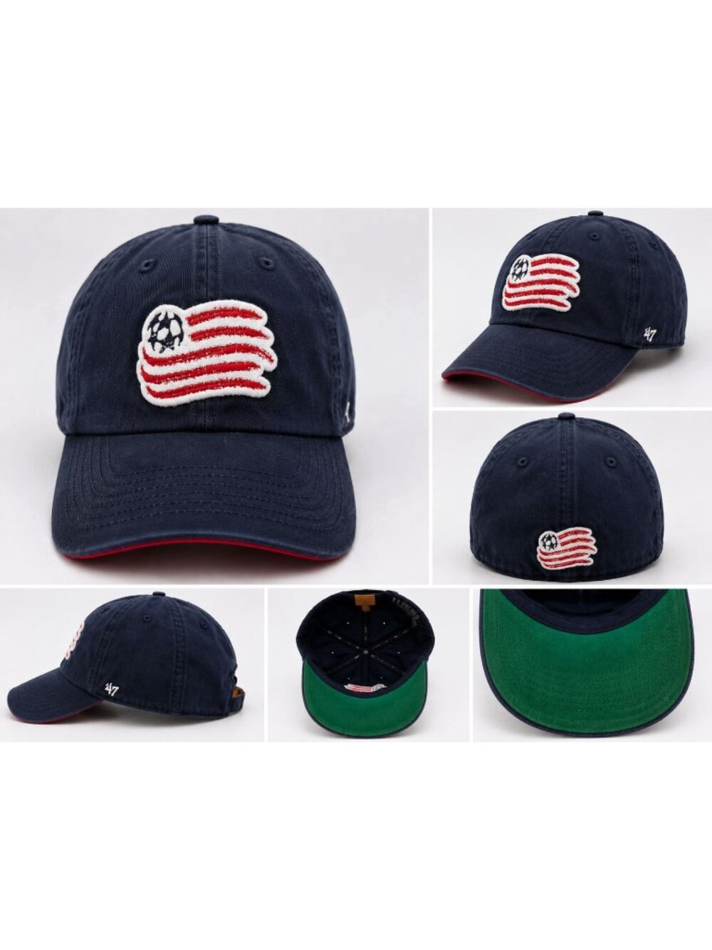 New England Revolution ’47 Brand Franchise Fitted Hat Navy Red MLS Soccer Cap Si